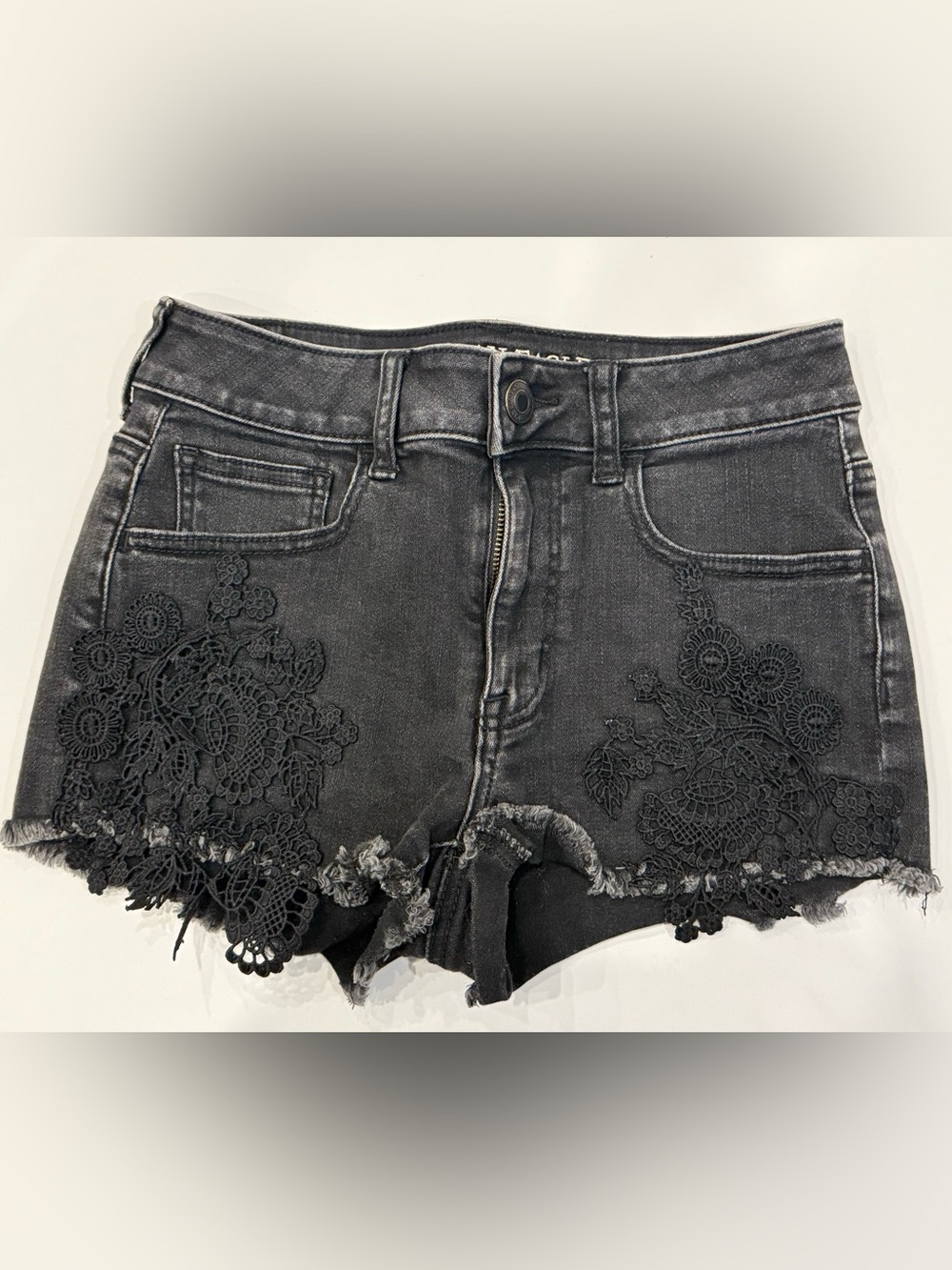 American Eagle Black Lace Jean shorts